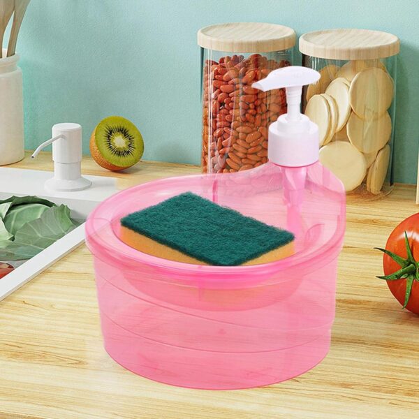 Double Layer Liquid soap Dispenser with Pump and Sponge, ( 2 in 1 ) (X357) - Image 9