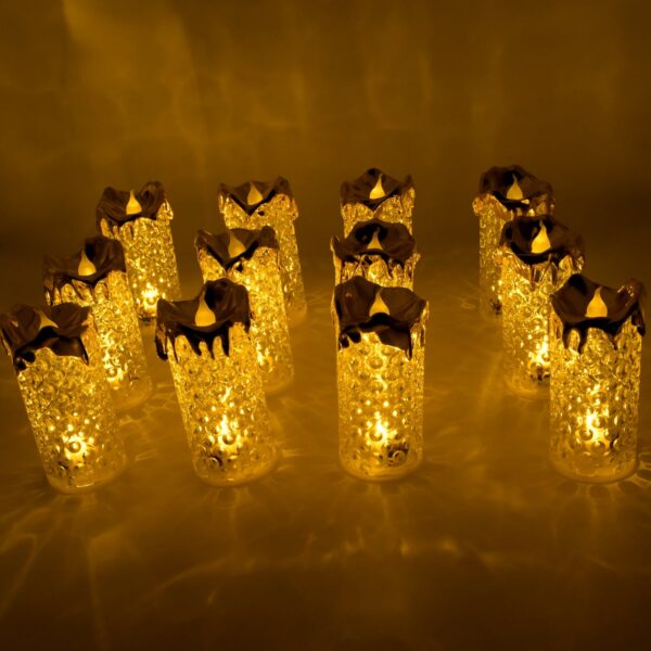 Gold Flameless Candles LED Light Flameless and Smokeless Decorative, Candles Led Tea Light Candle Perfect for Gifting, Home, Diwali,Wedding, Christmas, Crystal Candle Lights, Table Decorations (12 Pc MOQ) - Image 6
