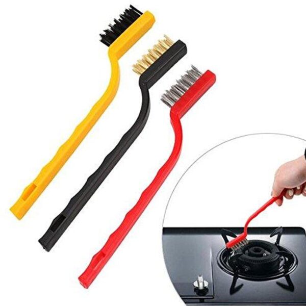 3 Pc Mini Wire Brush Set (Brass, Nylon, Stainless Steel Bristles) (X588)