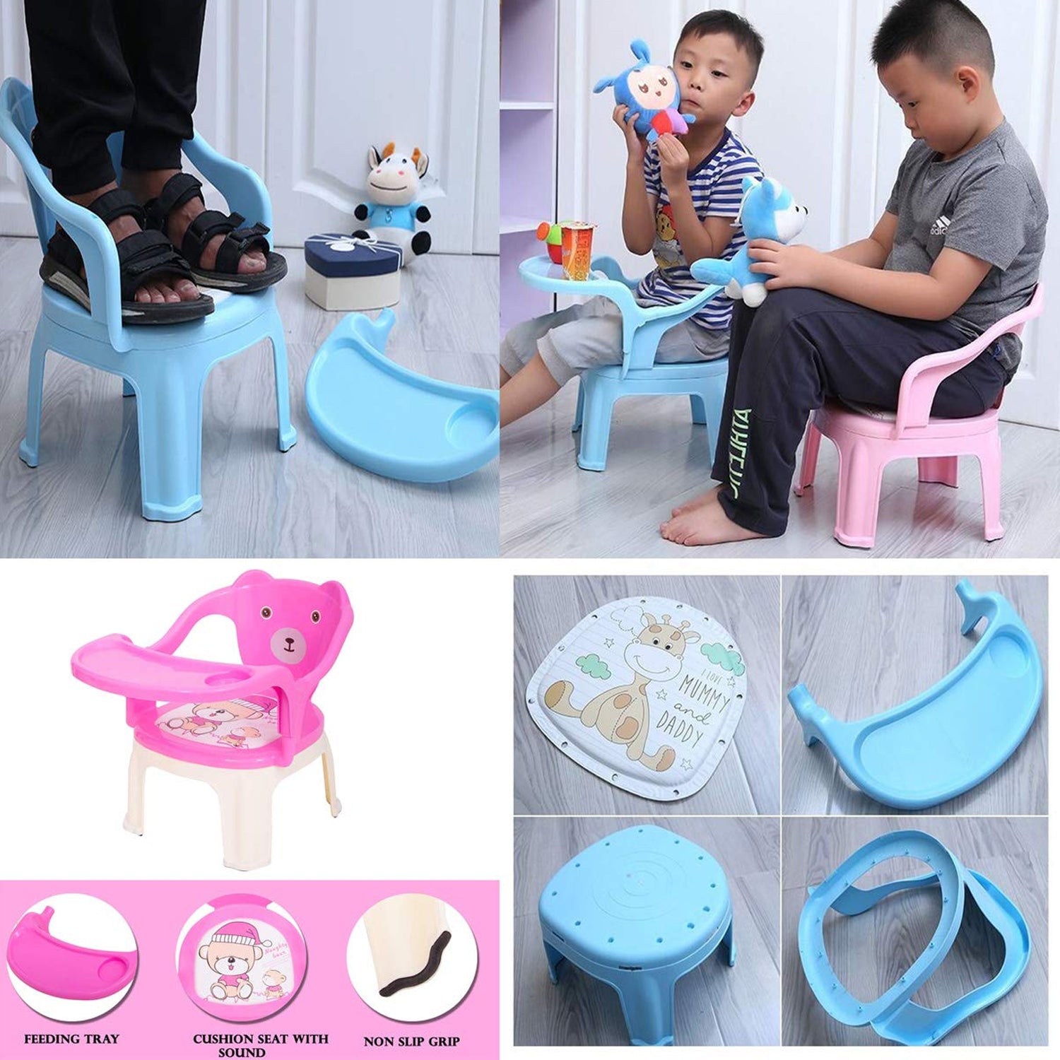 Baby Chair, with Tray Strong and Durable Plastic Chair for Kids/Plastic School Study Chair/Feeding Chair for Kids, Portable High Chair for Kids - Image 5