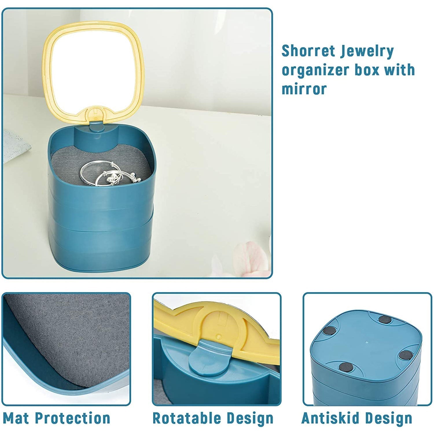 4 Layers Jewellery Box, 360 Degree Rotating Jewelry Box, Jewelry and Earring Organizer Box with Mirror, Accessory Storage Box (Multicolor) (X629) - Image 8