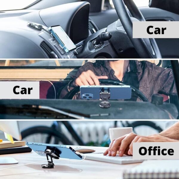 360 Degree Rotating Magnetic Car Phone Holder | Metal Folding Car Phone Holder | New Alloy Folding Magnetic Car Phone Holder (Pack of 1) (X621) - Image 4