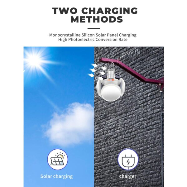 Solar Multi-Functional Emergency LED Light Bulb with USB Charging, (X435) - Image 6