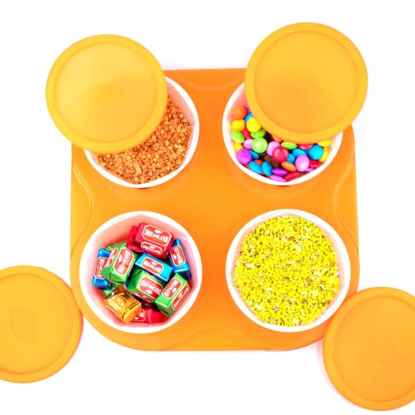 Airtight Container Jar 4 Pc Set With Stylish Tray for Kitchen Unbreakable Jar Set for Multipurpose Storage ( Mukhwas Dani ) - Image 3
