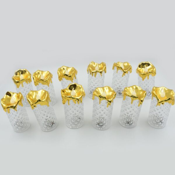 Gold Flameless Candles LED Light Flameless and Smokeless Decorative, Candles Led Tea Light Candle Perfect for Gifting, Home, Diwali,Wedding, Christmas, Crystal Candle Lights, Table Decorations (12 Pc MOQ) - Image 7