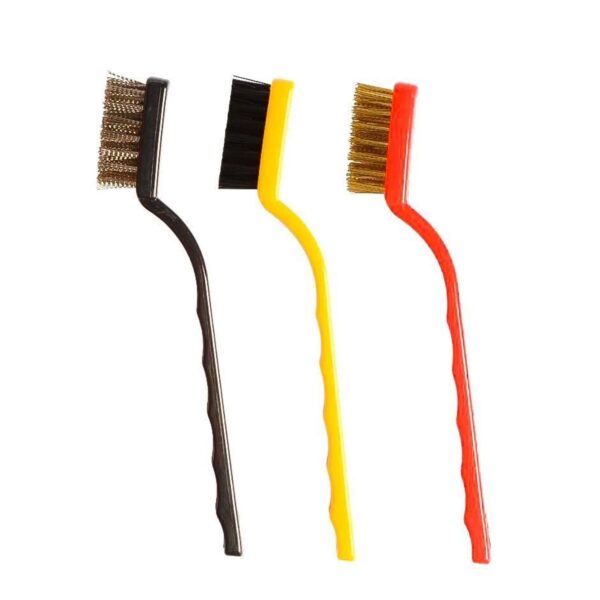 3 Pc Mini Wire Brush Set (Brass, Nylon, Stainless Steel Bristles) (X588) - Image 3