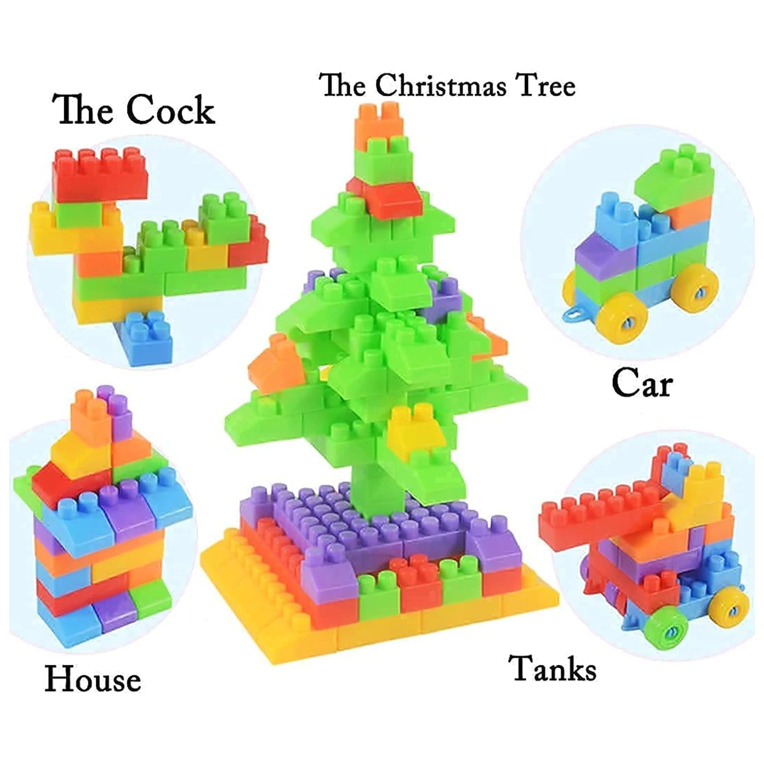 Blocks Set for Kids, Play Fun and Learning Blocks for Kids Games for Children Block Game Puzzles Set Boys, Children (Multicolor, 60 Bricks Blocks) - Image 8