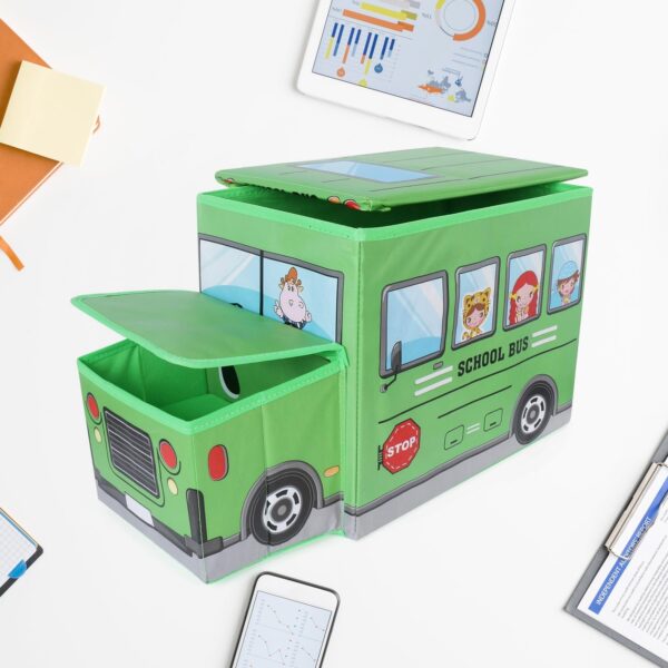 Foldable Bus Shape Toy Box Storage with Lid for Storage (Mix Color & Design ) (X469)