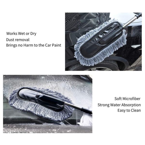 Car Duster, Long Retractable / Soft / Non-Slip / Handle Multipurpose Microfiber Wash Brush Vehicle Interior and Exterior Cleaning Kit with for Car, Boats or Home - Image 7