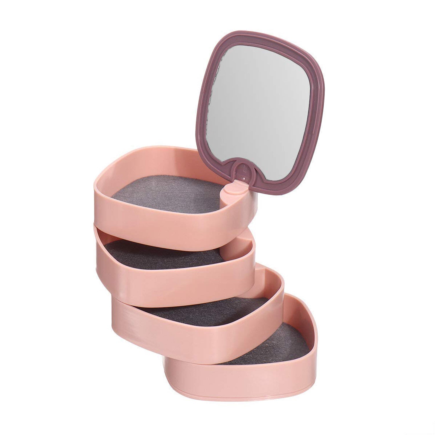 4 Layers Jewellery Box, 360 Degree Rotating Jewelry Box, Jewelry and Earring Organizer Box with Mirror, Accessory Storage Box (Multicolor) (X629) - Image 3