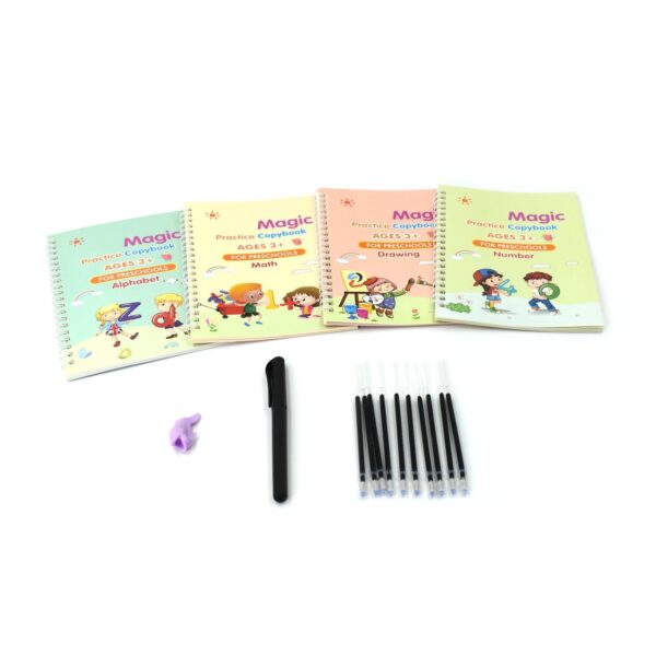 4 Pc Magic Copybook widely used by kids, children’s and even adults also to write down important things over it while emergencies etc.(X394) - Image 3
