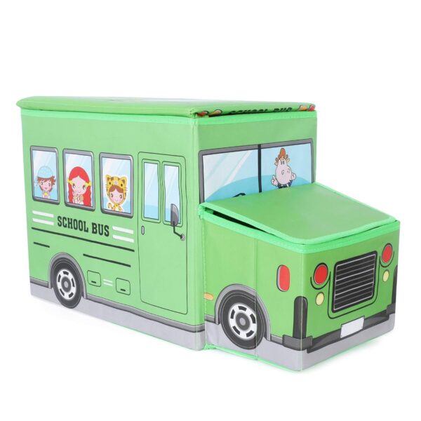 Foldable Bus Shape Toy Box Storage with Lid for Storage (Mix Color & Design ) (X469) - Image 3