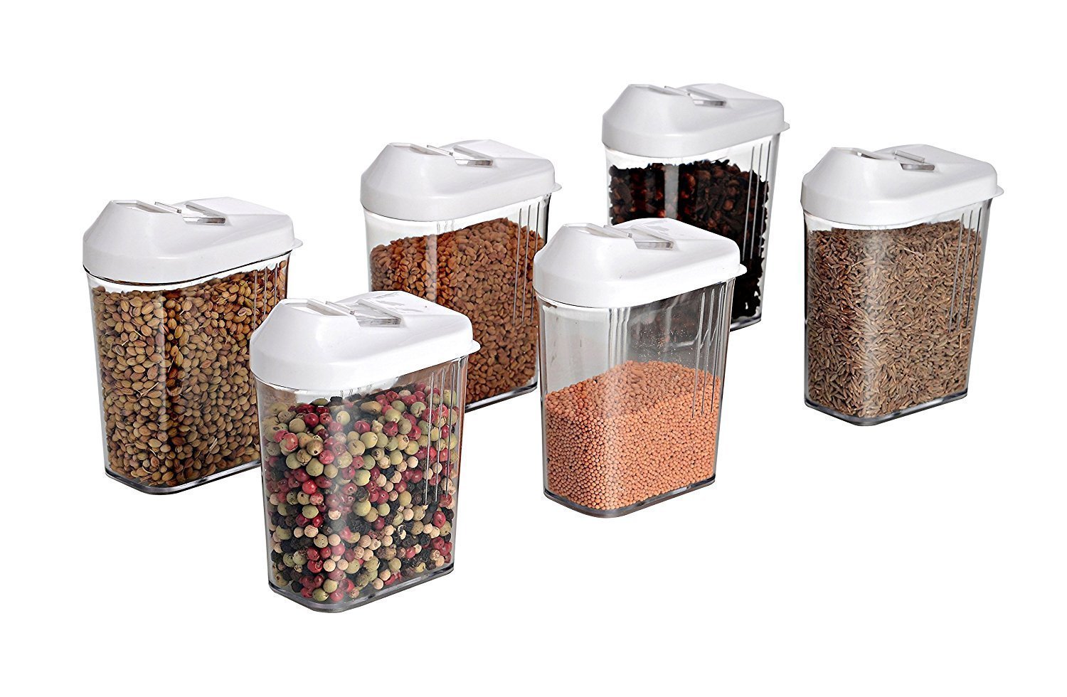 Plastic Easy Flow Storage Jar With Lid (750ml Set Of 6) (X438)