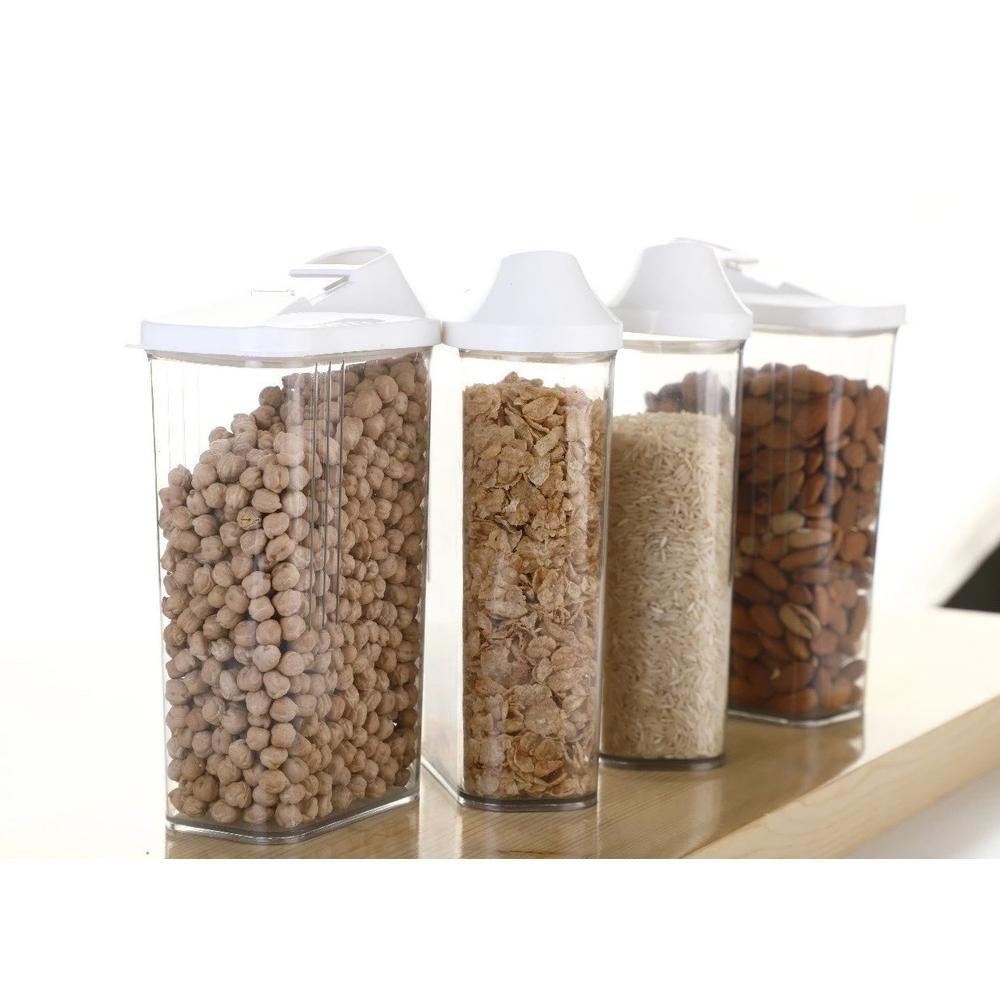 Plastic Easy Flow Storage Jar With Lid (750ml Set Of 6) (X438) - Image 5
