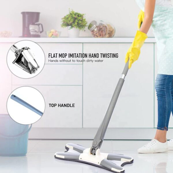 Adjustable 360° Flat Hand Mop: Floors, Walls, Ceilings (Easy Squeeze) - Image 3