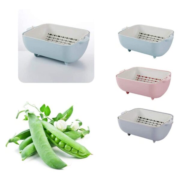 Multifunctional BPA Free Double Layered Plastic Rotatable Strainer Basket  (Multicolor) - Image 4