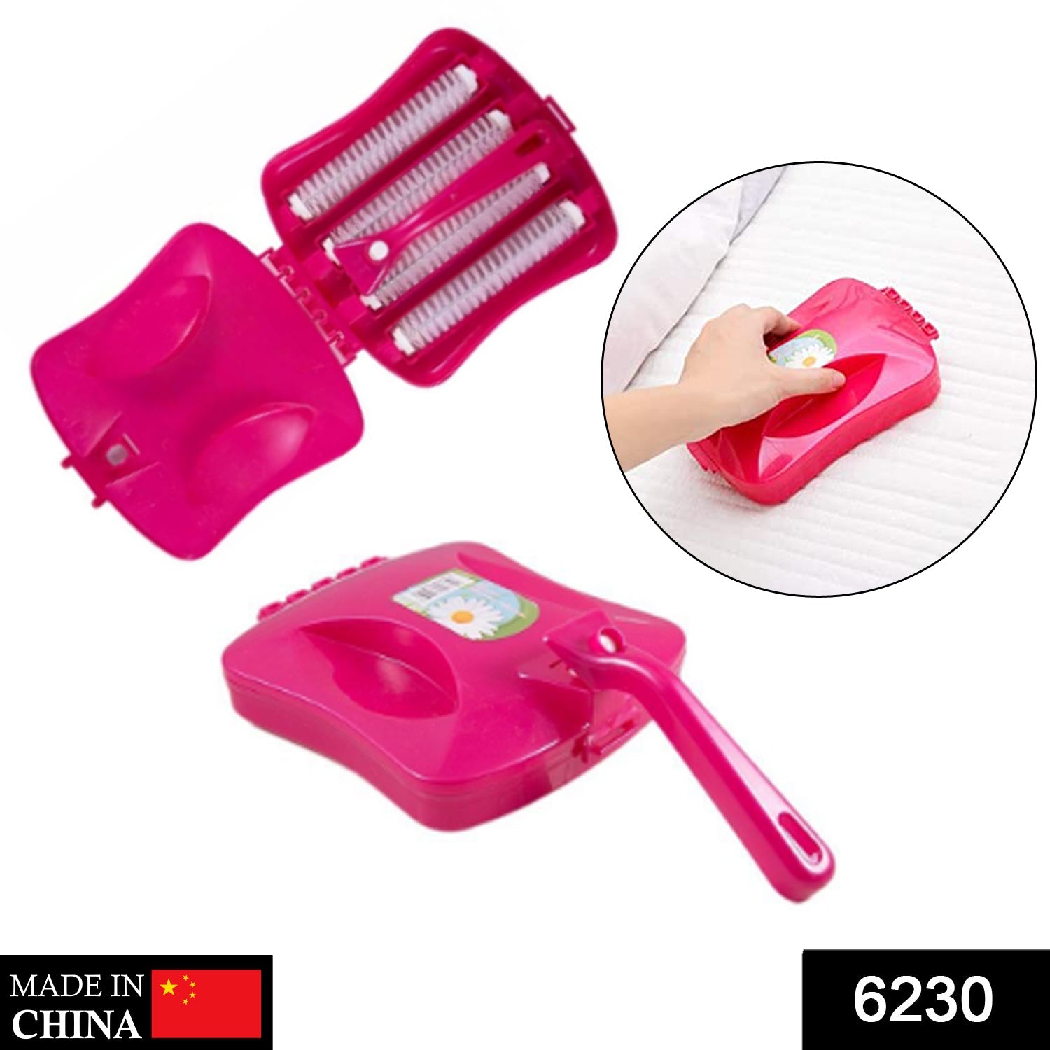 Plastic Handheld Carpet Roller Brush Cleaning with Dust Crumb Collector, Wet, and Dry Brush - Image 2