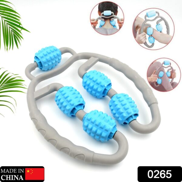 Muscle Massage Roller, 5 Wheels Relieve Soreness Leg Muscle Roller Fitness Roller Muscle Relaxer Massage Roller Ring Clip All Round Massaging Uniform Force Elastic PP Drop Shaped for Home Use (1 Pc) - Image 2