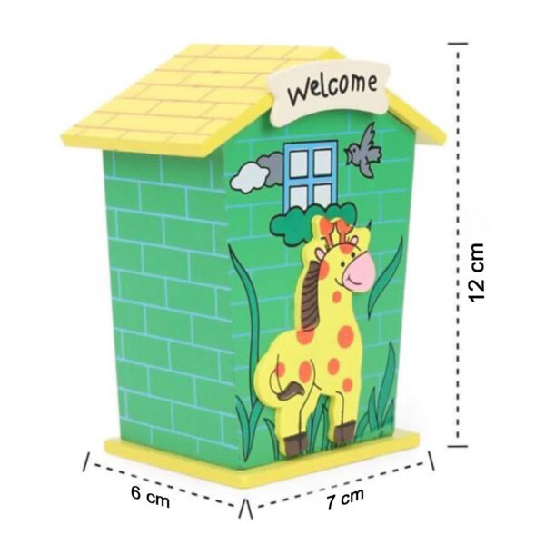 Cute Cartoon House Shaped Lovely Wooden Piggy Bank Money Bank - Image 5