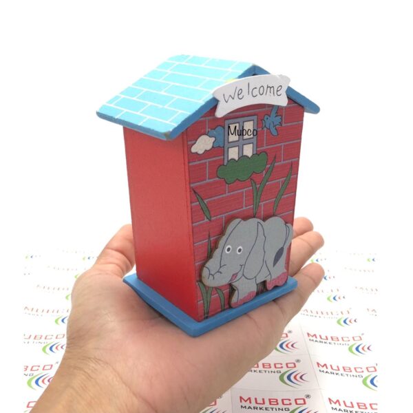 Cute Cartoon House Shaped Lovely Wooden Piggy Bank Money Bank - Image 4
