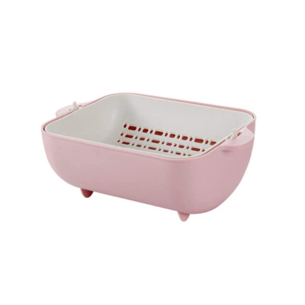 Multifunctional BPA Free Double Layered Plastic Rotatable Strainer Basket  (Multicolor) - Image 11