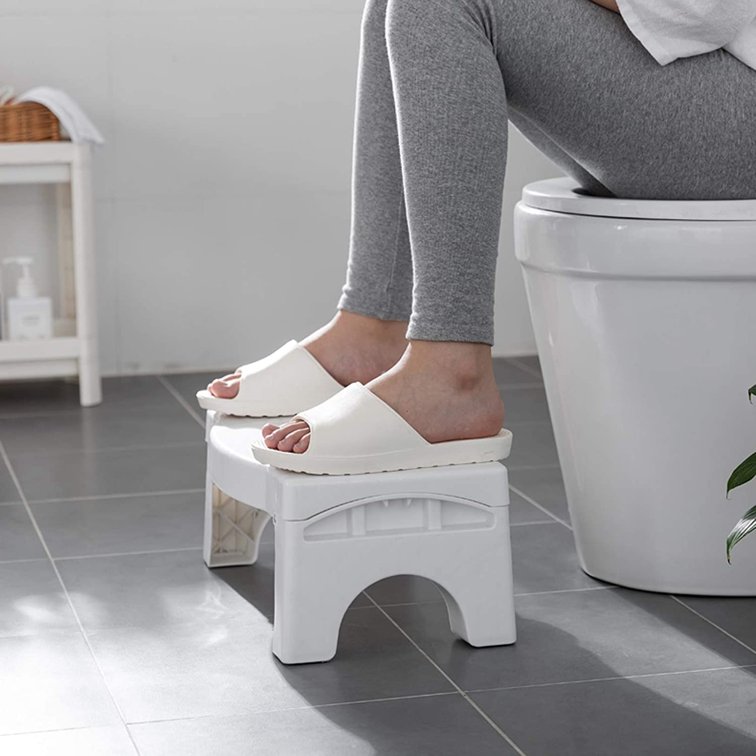 Plastic Non-Slip Folding Toilet Squat Stool - White Color - Image 11