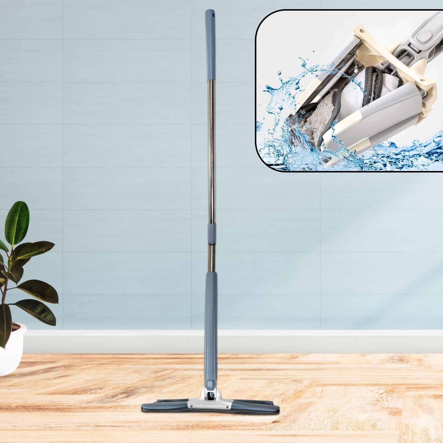 X Shape Mop or Floor Cleaning Hands-Free Squeeze Microfiber Flat Mop System 360° Flexible Head, Wet and Dry mop for Home Kitchen with 1 Super-absorbent Microfiber Pads. - Image 5
