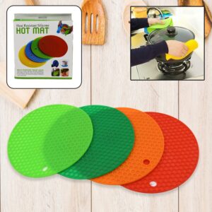 Mat, 4 Pc Silicon Hot Mat For Placing Hot Vessels And Utensils Over It Easily Without Having Any Visible Marks On Surfaces.
