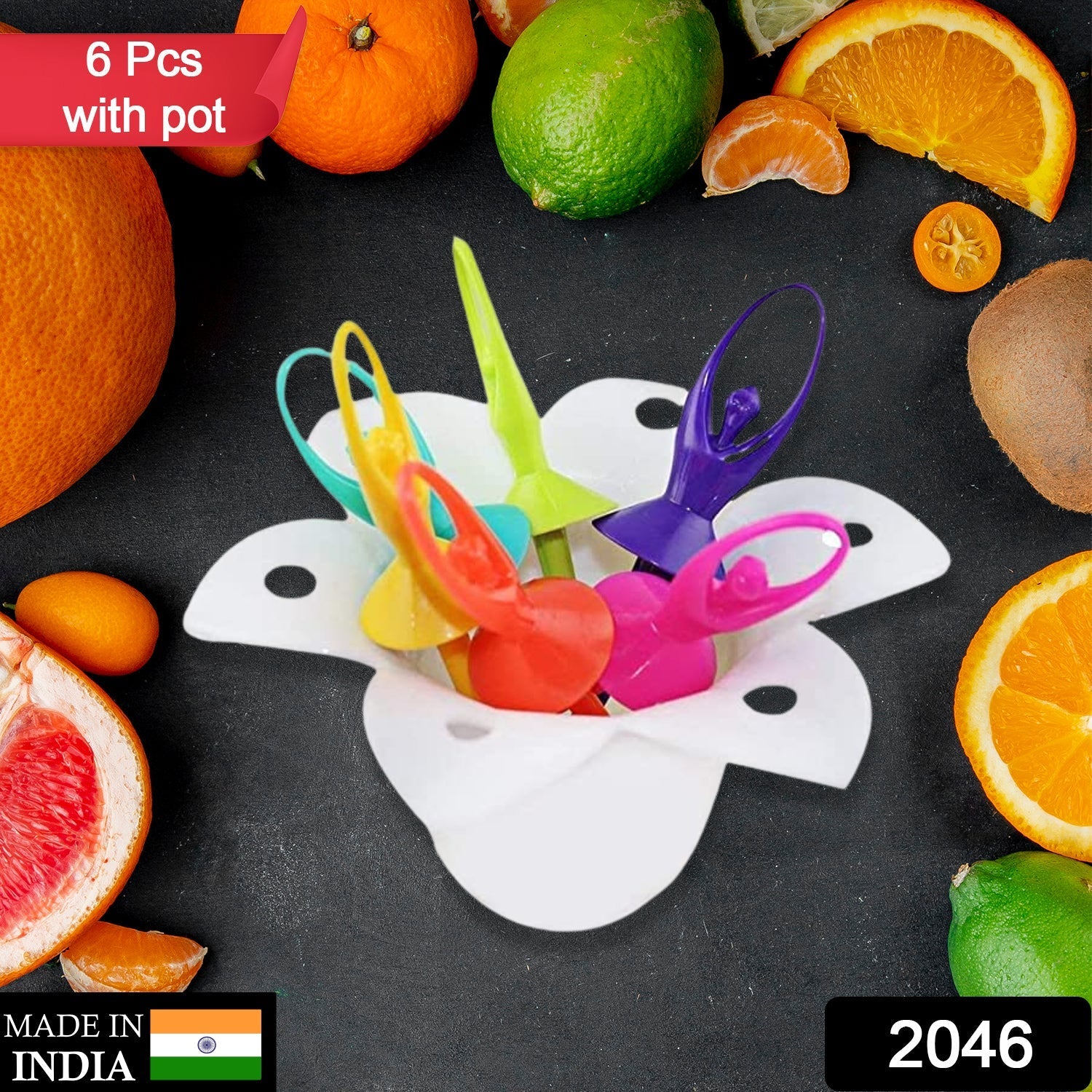 Dancing Doll Fruit Fork Cutlery Set with Stand Set of 6. - Image 2