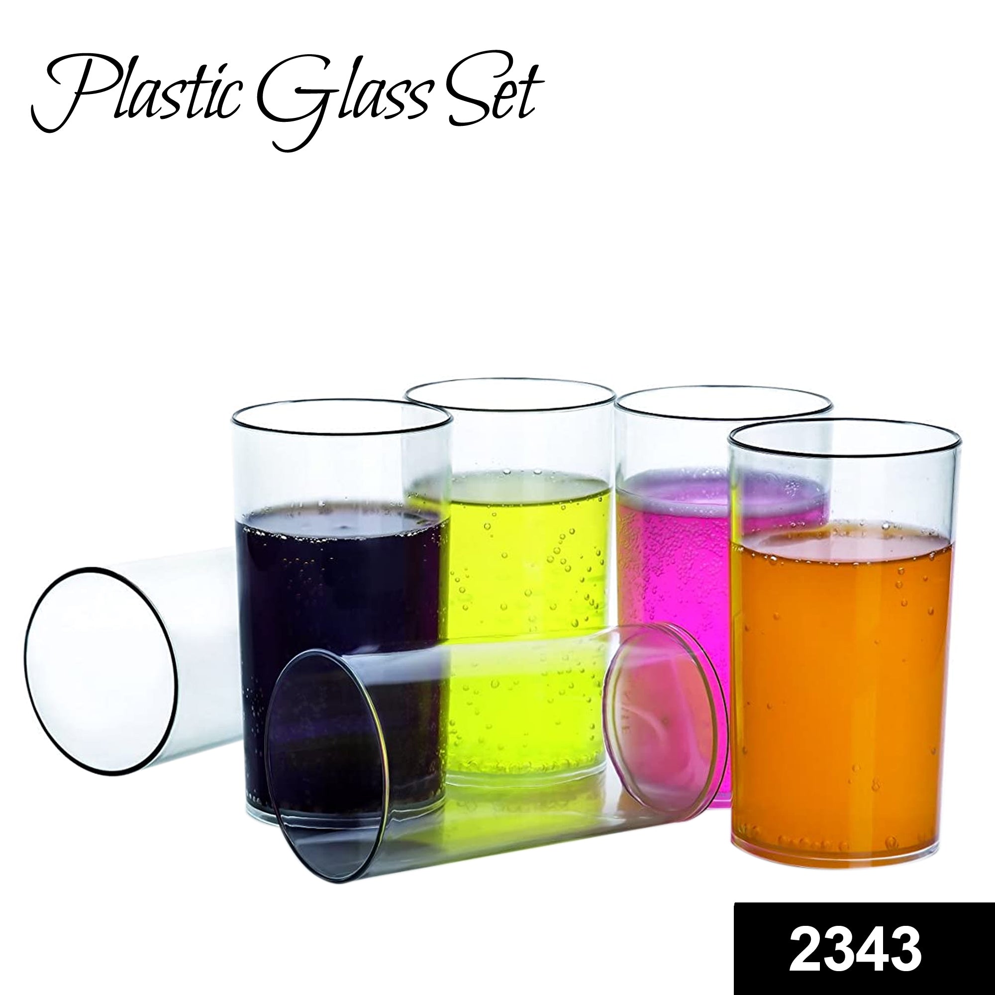 Heavy unbreakable Stylish Plastic Clear look fully Transparent Glasses Set 330ml (6pcs) - Image 2