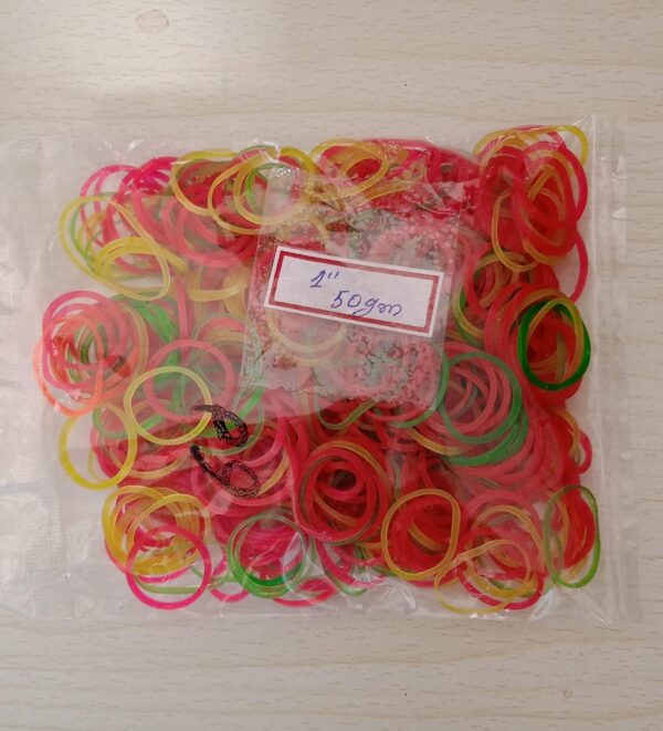 Rubber Band For Office/Home and Kitchen Accessories Item Products, Elastic Rubber Bands, Flexible Reusable Nylon Elastic Unbreakable, For Stationery, School  Multicolor (1 Inch, 50 GM) - Image 7