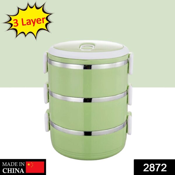 Multi Layer Stainless Steel Hot Lunch Box (3 Layer) - Image 2