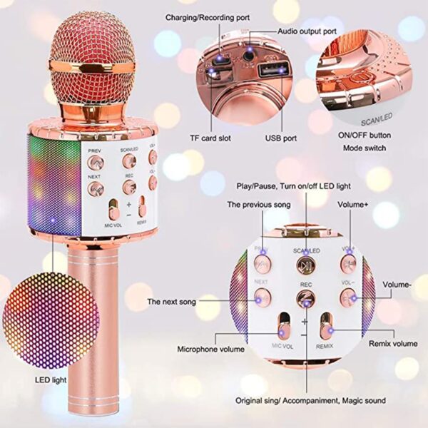 Wireless Bluetooth Recording Condenser Handheld Microphone Bluetooth Speaker Audio Recording Karaoke with Mic (Multicolor 1 Pc) - Image 3