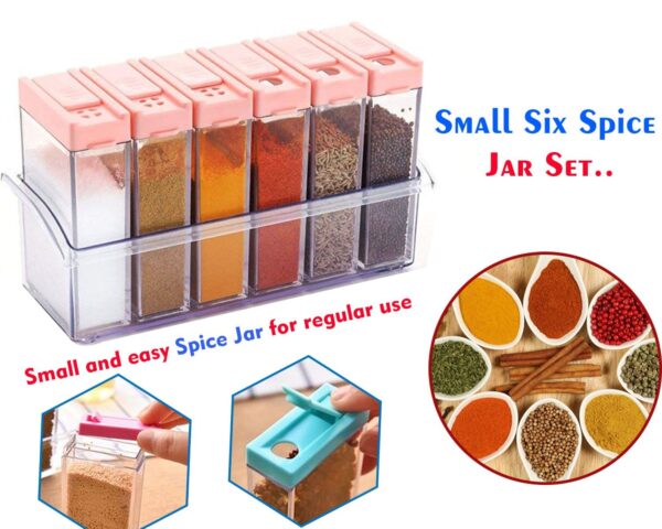 Plastic Spice Jars (6 pcs, 14x22x8cm, Multicolour) (X965) - Image 2