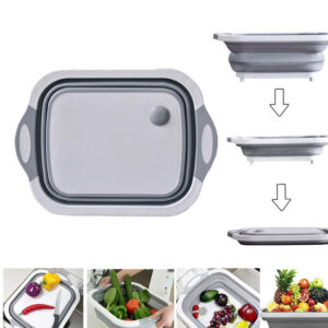 Foldable Chopping Board, Dish Rack, Washing Bowl & Draining Basket, 3in1 Multi-Function (X389)