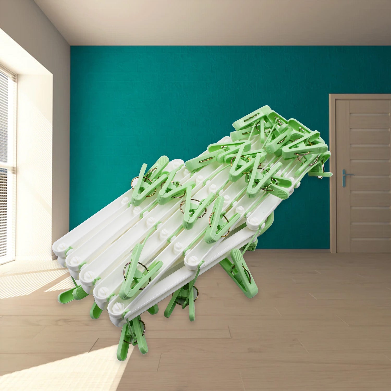 Big Adjustable Clothes Hanger, Windproof Tumble Dryer, Extendable, Socks Washing Liner, Plastic Drying Rack, Sock Hanger, Foldable Hanger, Underwear Dryer with 29 Clips - Image 7