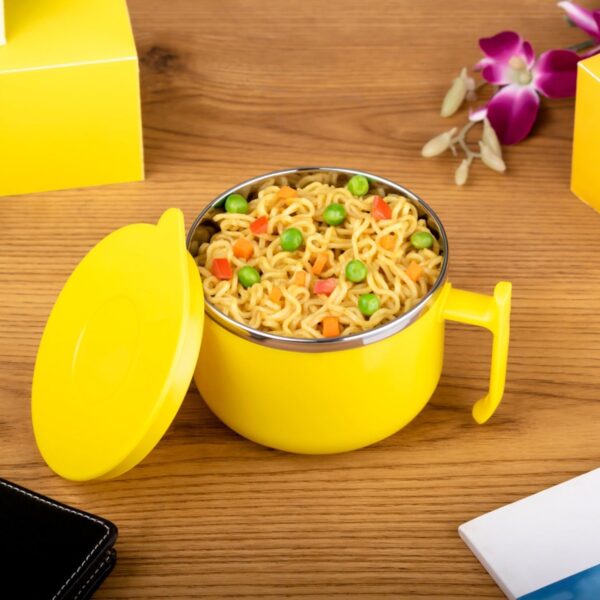 Maggie Bowl with Lid and Handle, Soup Bowls for Easy Perfect Breakfast Cereals, Fruits, Ramen, Beverages, Essentials,  Safe Double Layer (X740)