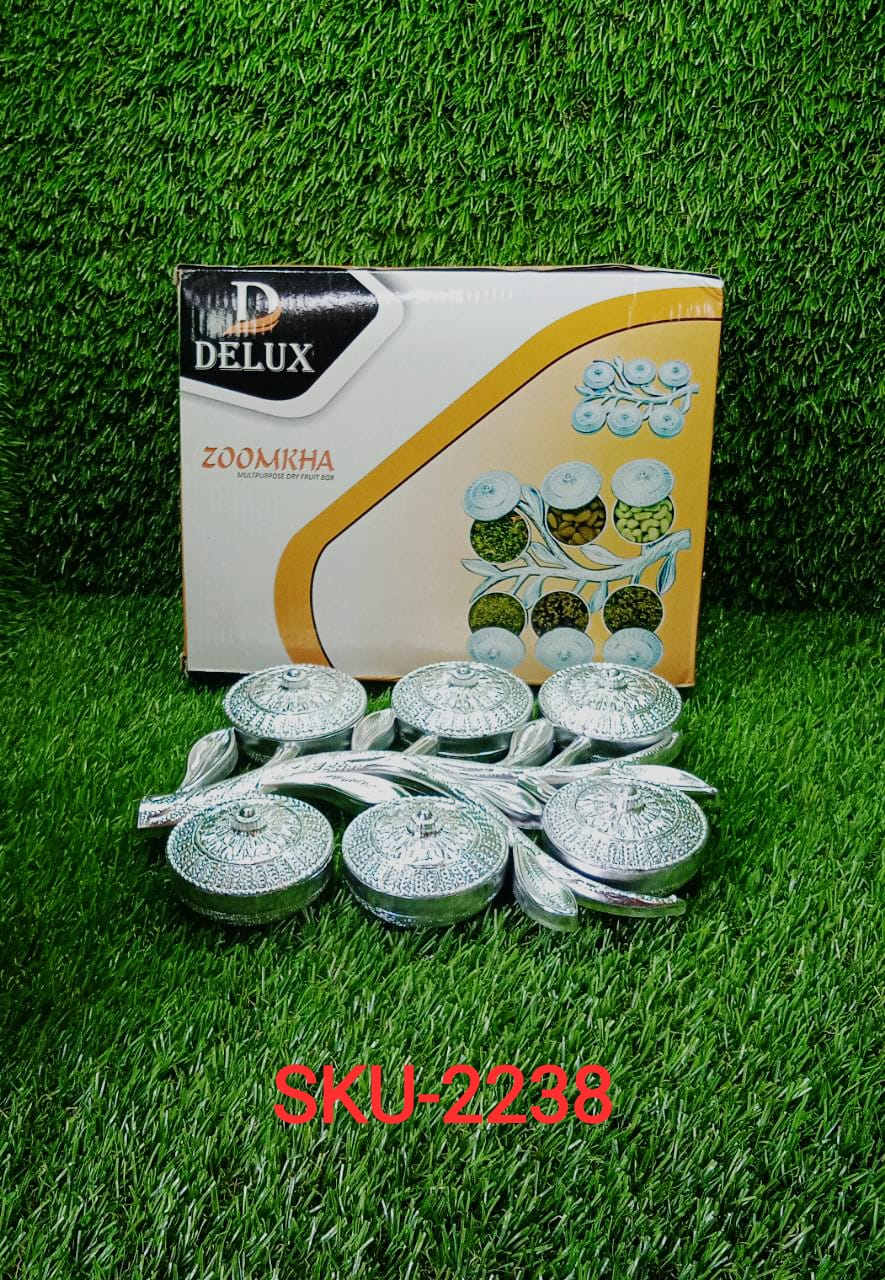 Tree Shape 6 Compartment Mukhwas Dani Serving Tray For Home & Kitchen Use - Image 7