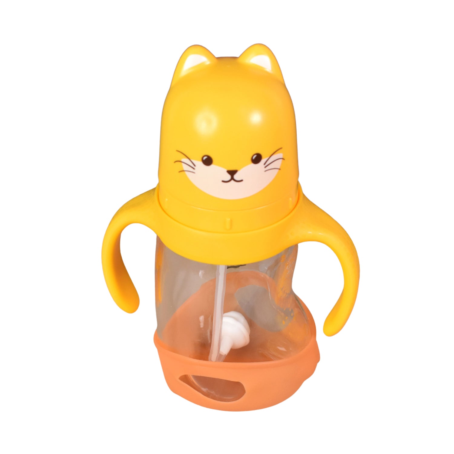 Glass Baby Feeding Bottle With Handles Straw (300 Ml 1 Pc) (X199) - Image 3