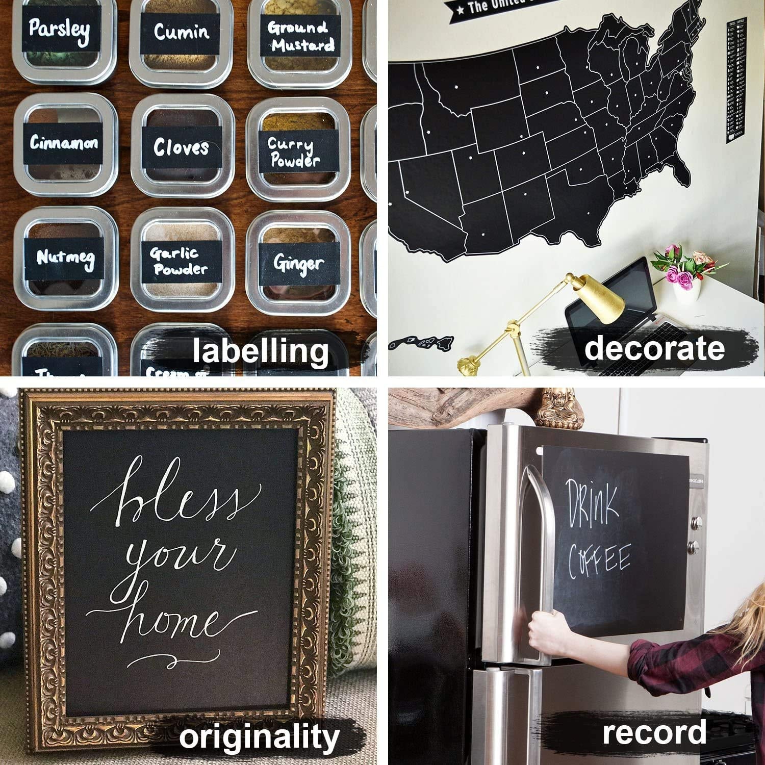 Blackboard Erasable Wall Sticker Chalkboard Sticker Removable Blackboard Wall Stickers Mural For Kids Room (X280) - Image 3