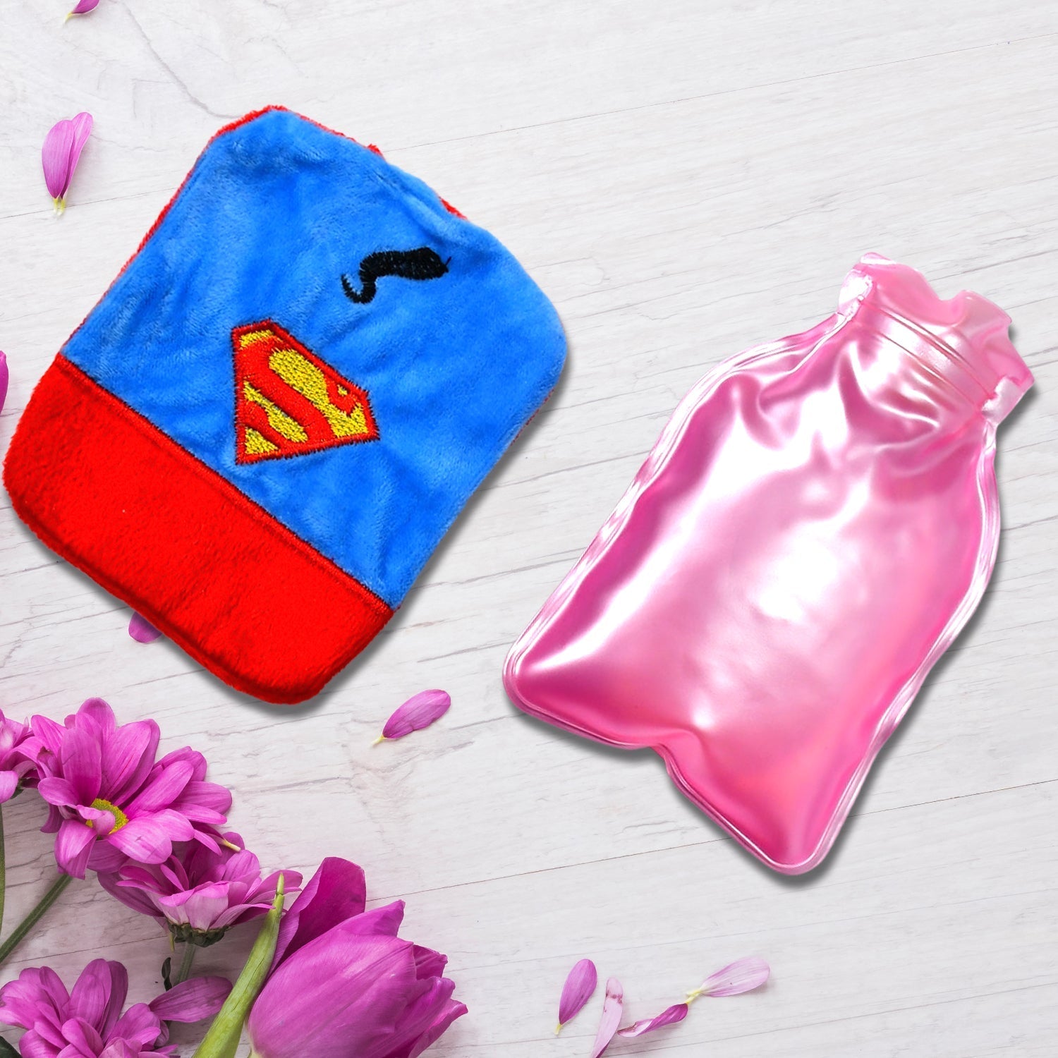 Superman Print Small Hot Water Bag with Cover for Pain Relief - Image 3