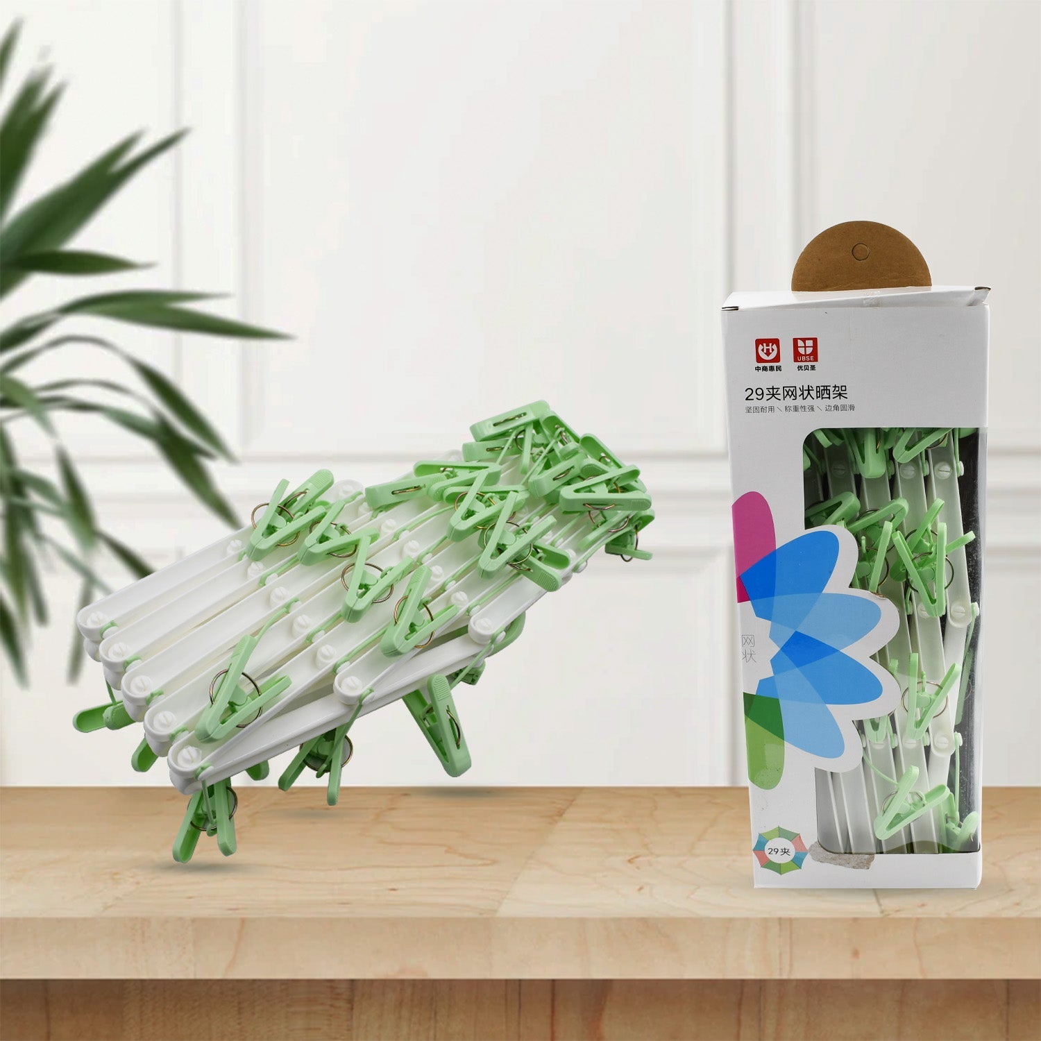 Big Adjustable Clothes Hanger, Windproof Tumble Dryer, Extendable, Socks Washing Liner, Plastic Drying Rack, Sock Hanger, Foldable Hanger, Underwear Dryer with 29 Clips - Image 4