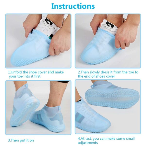 Non-Slip Silicone Rain Reusable Anti skid Waterproof Fordable Boot Shoe Cover (Mix Color) - Image 3