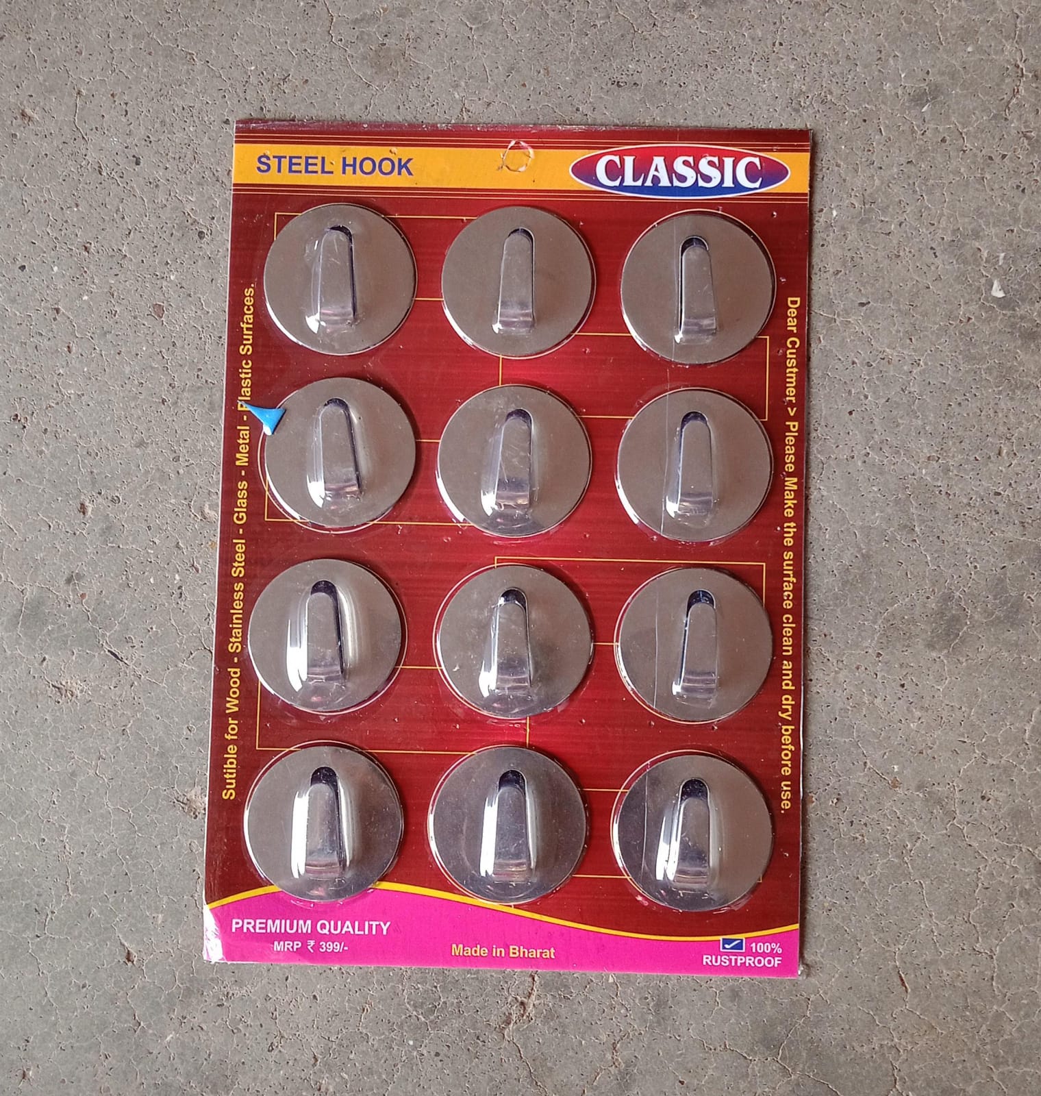 Self-Adhesive Wall Hooks (12 Pcs): Steel, Multipurpose for Home - Image 7