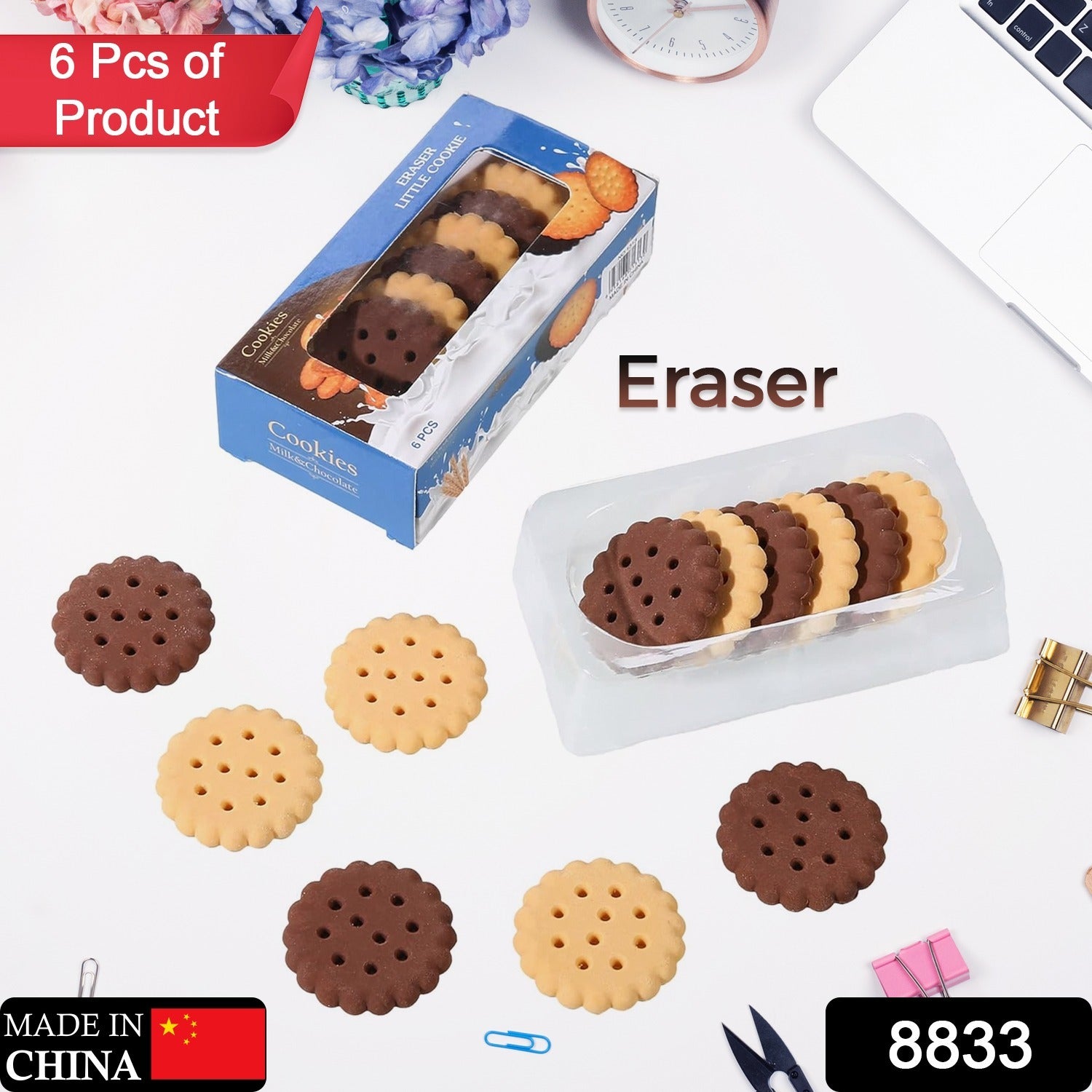 Pack of 6 Erasers Erasers Stationery School Rubber Schools Sketches Office Sign Kid Party Favour Gift Toy Gift Creative Christmas Birthday Gift in Shape Biscuits (6 Pcs Set) - Image 2
