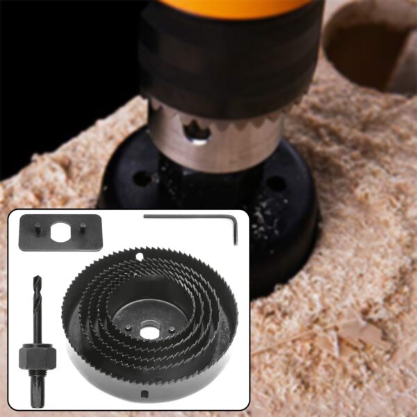 8-Piece Set Carbon Arbored Adjustable Hole Saw Set Round Circular (64 mm, 76mm1 89mm, 102mm & 127mm) - Image 6