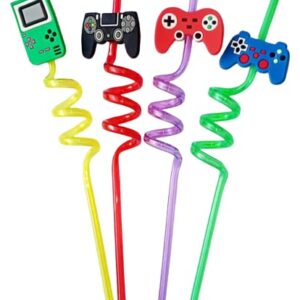Plastic Straws Reusable Drinking Straws (4 pc Set / Mix design) (X539)