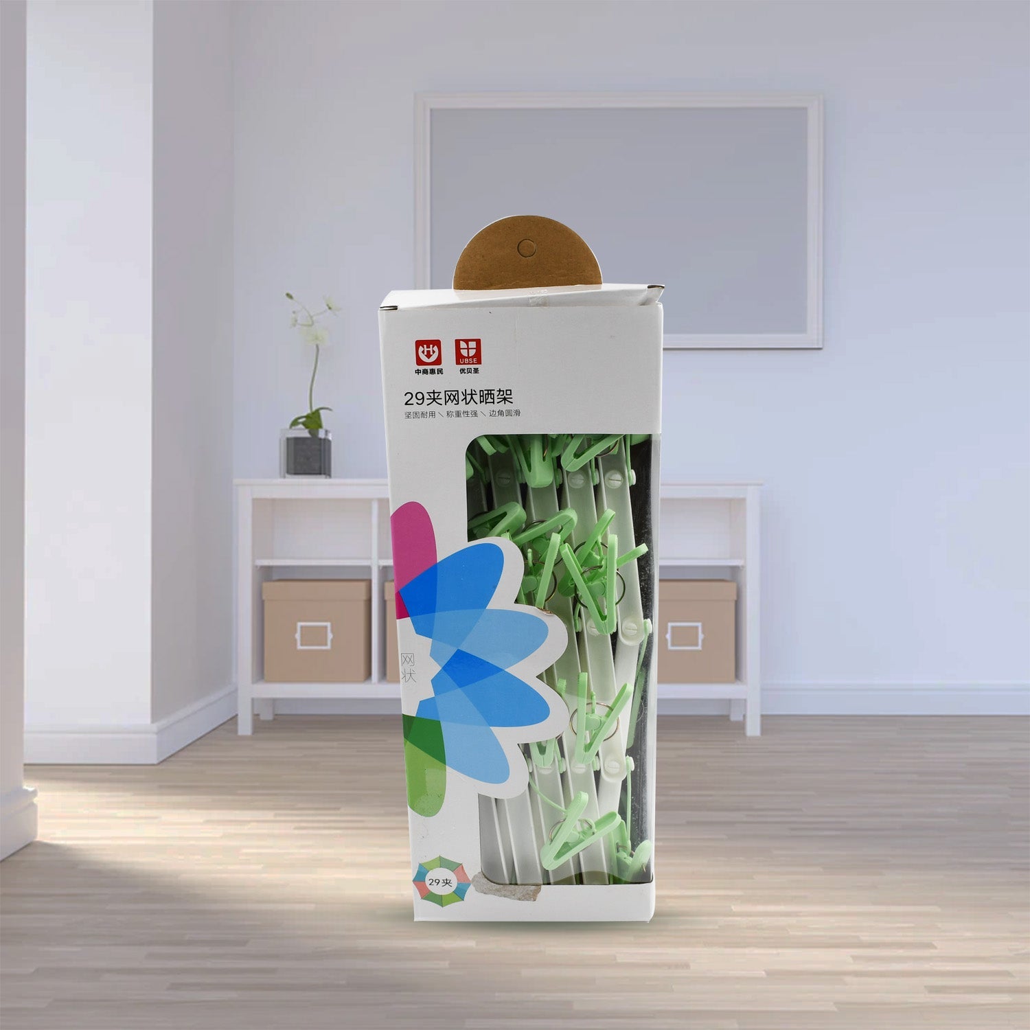 Big Adjustable Clothes Hanger, Windproof Tumble Dryer, Extendable, Socks Washing Liner, Plastic Drying Rack, Sock Hanger, Foldable Hanger, Underwear Dryer with 29 Clips - Image 3