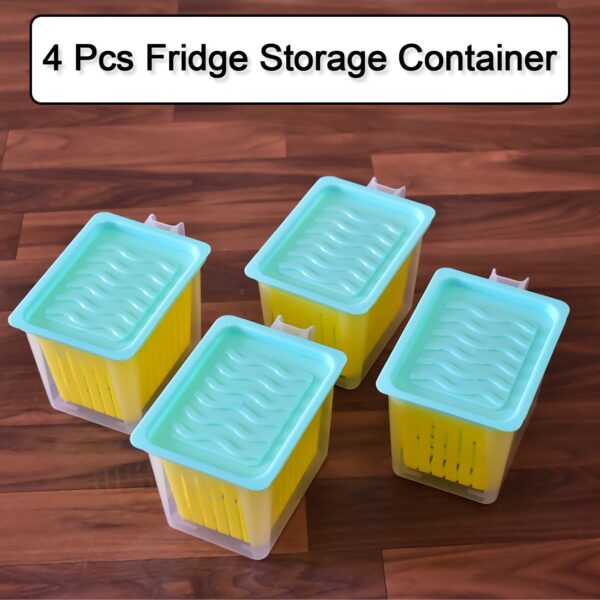 Fridge Storage Containers with Handle Plastic Storage Container for Kitchen(4 Pcs Set) (X1106) - Image 2