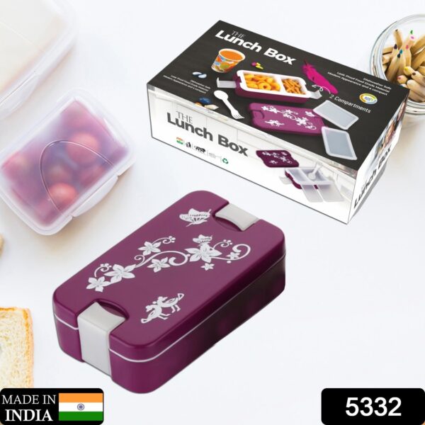 Leak-Proof Airtight Lunch Box with Spoon, 2 Compartments - Image 2